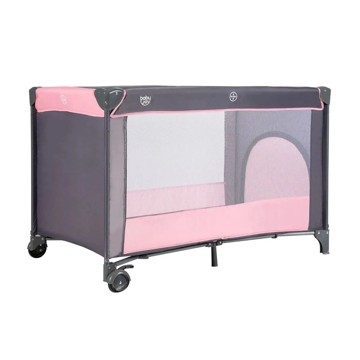 Składany kojec dla dzieci z kółkami i hamulcem