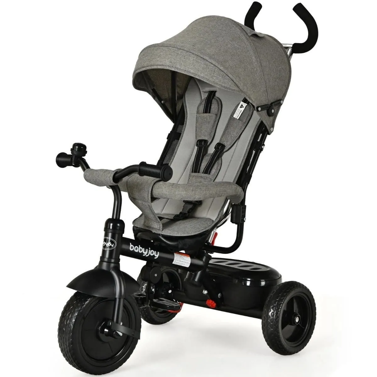 Trójkołowy wózek dziecięcy z baldachimem 89 x 56 x 98/102/105 cm