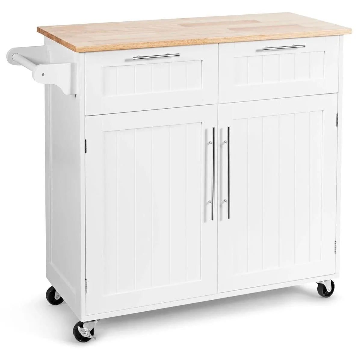 Wyspa kuchenna na kółkach z szafkami i szufladami 94 x 46 x 94 cm