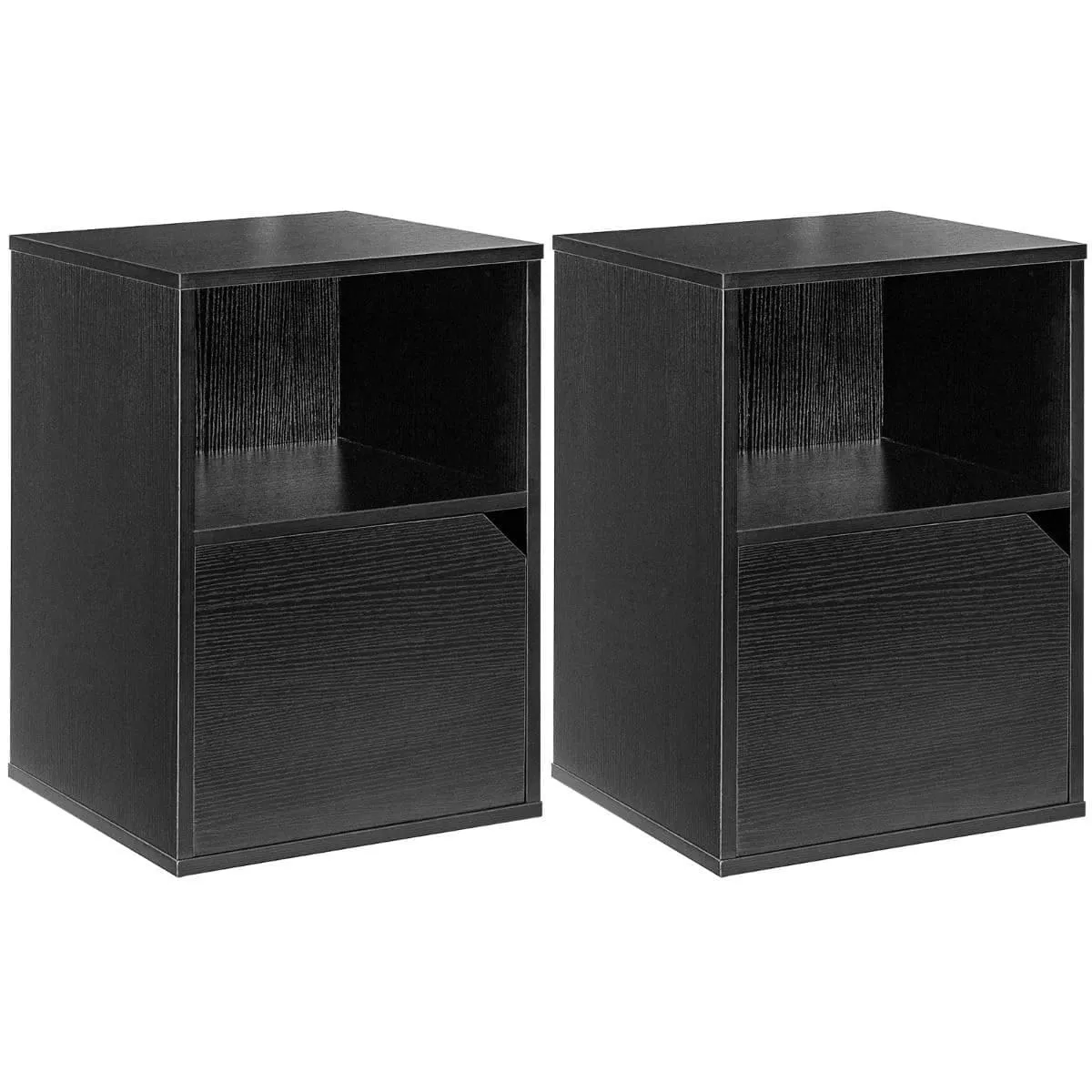 Zestaw 2 nowoczesnych szafek nocnych z otwartą półką