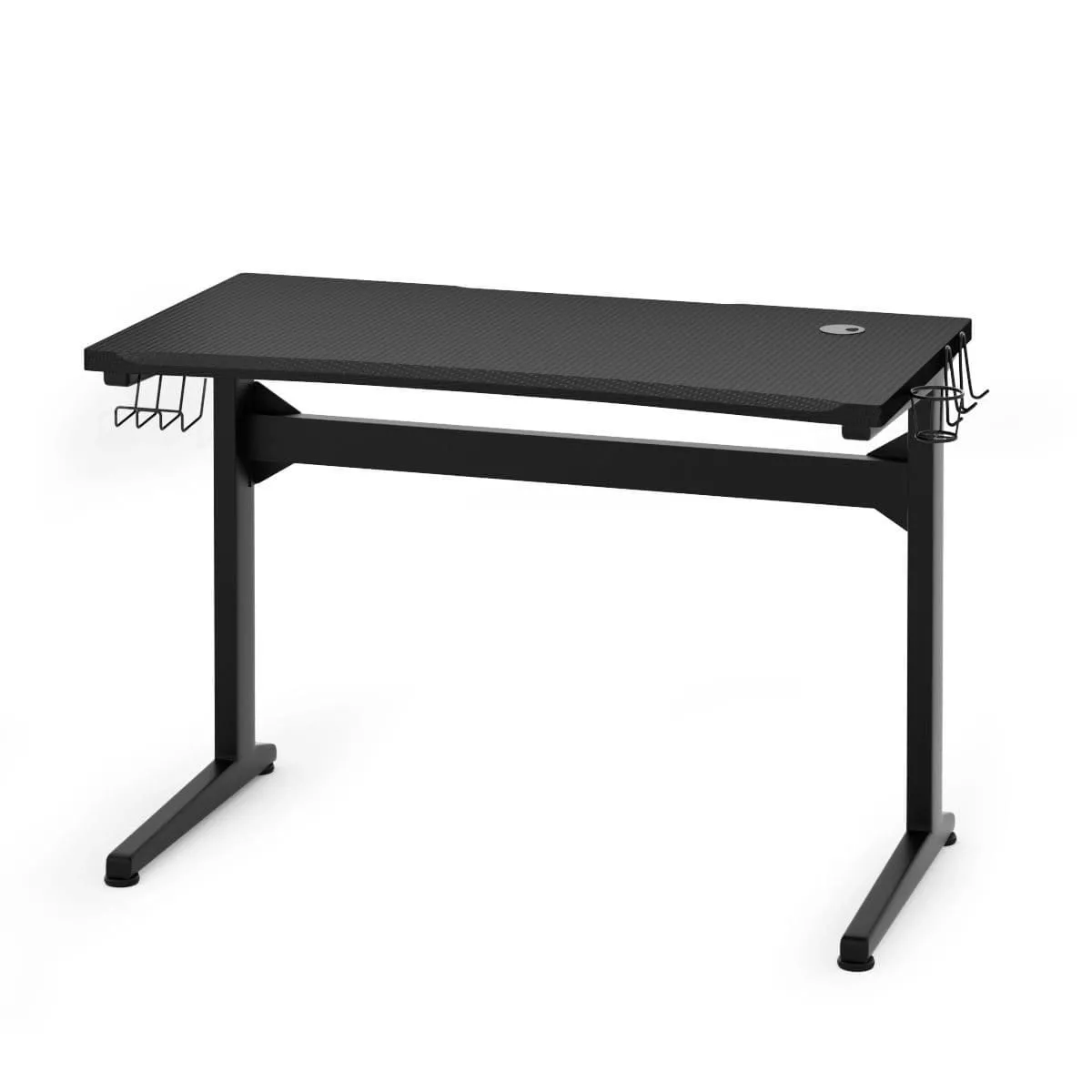 Ergonomiczne biurko gamingowe z blatem 115 cm z uchwytami na napój i słuchawki