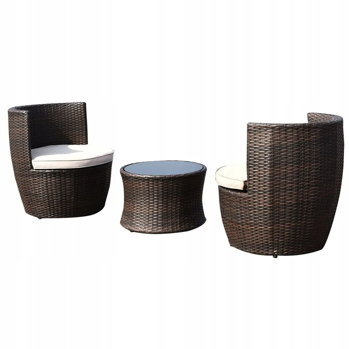 Meble ogrodowe rattanowe zestaw stół i 2 fotele