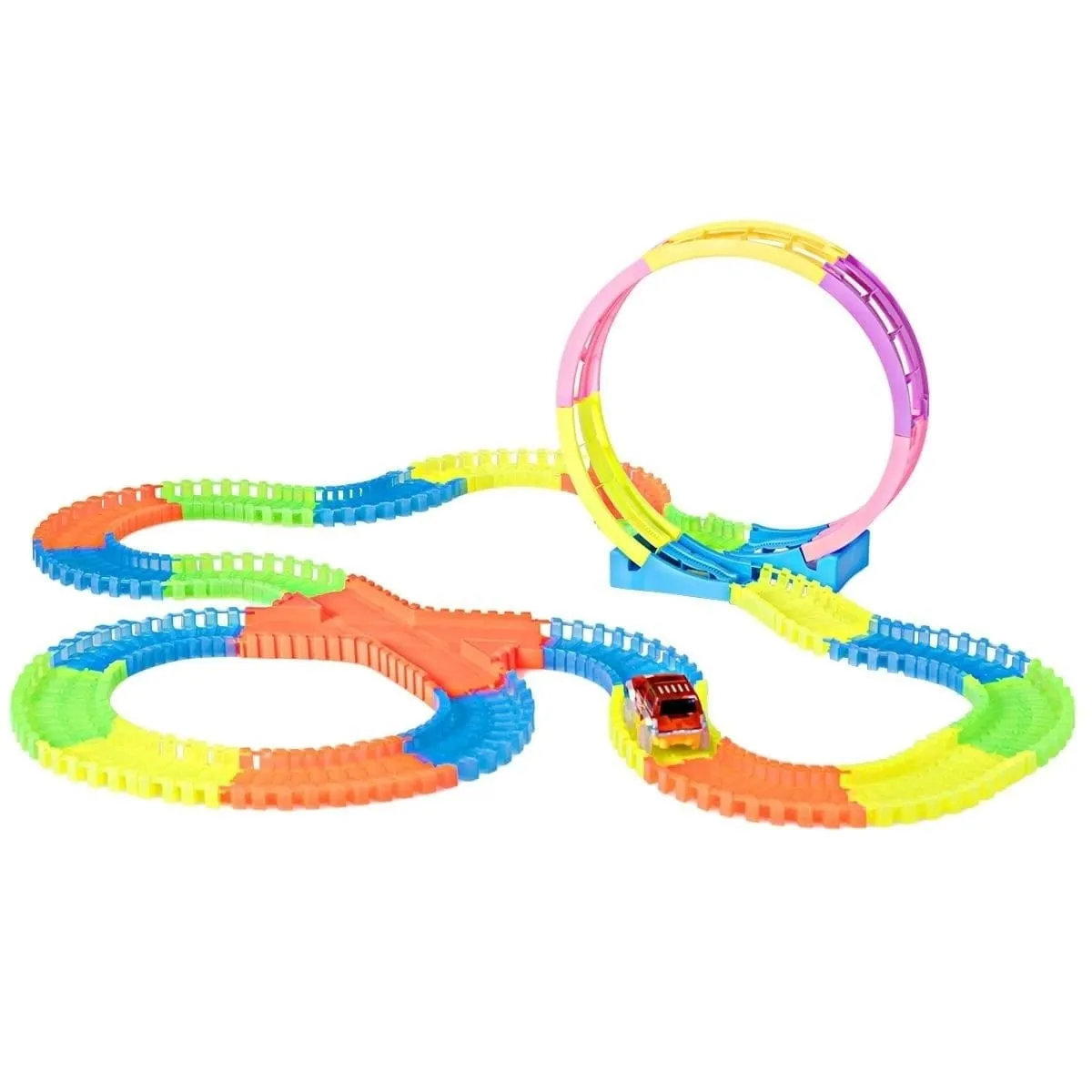 Zabawkowy tor samochodowy świecący w ciemności
