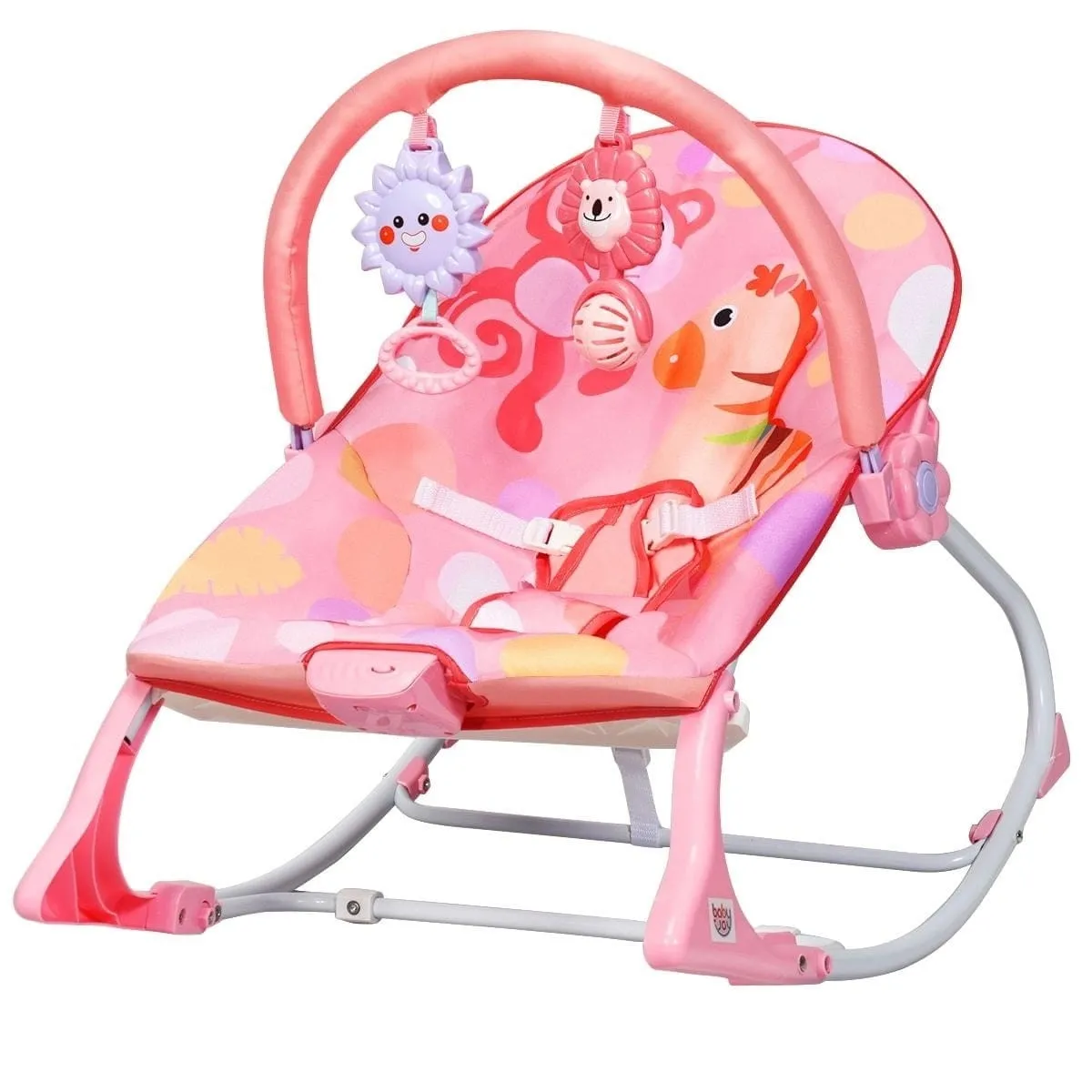 Leżaczek bujaczek huśtawka z zabawkami