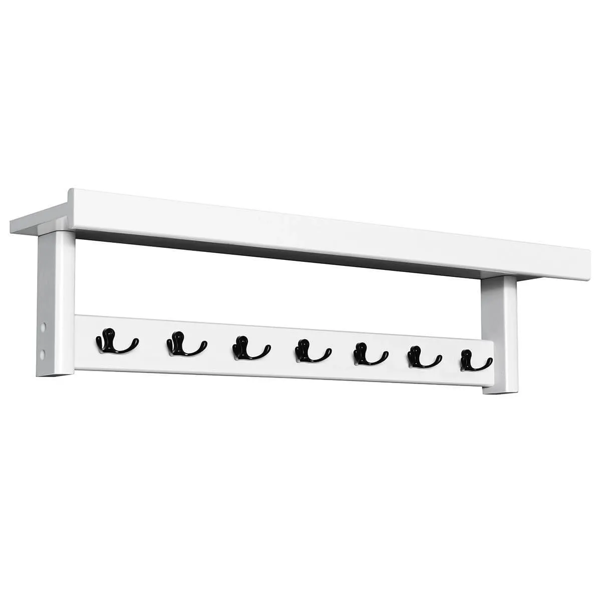 Ścienny wieszak na płaszcze z 7 podwójnymi haczykami i półką