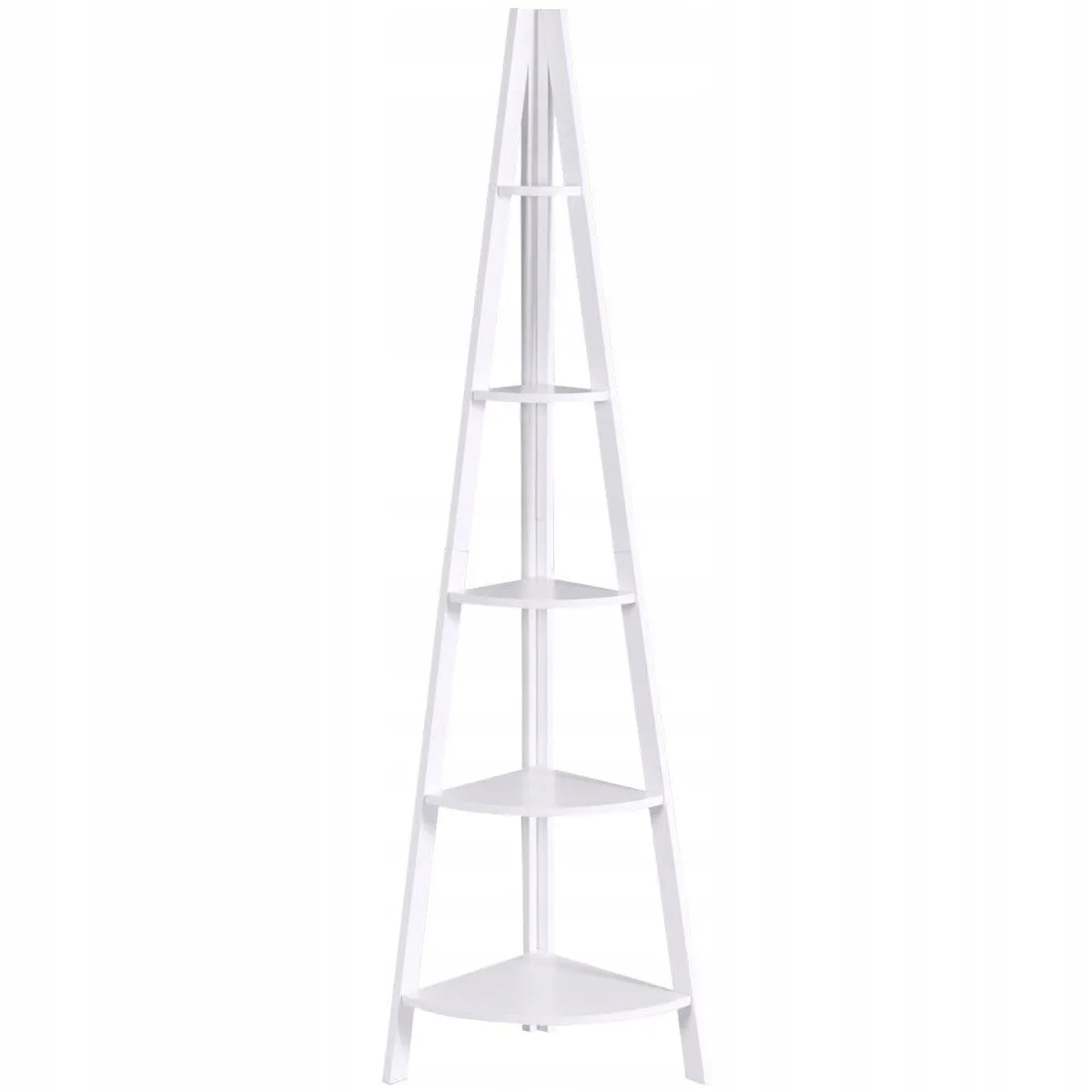 Regał narożny z 5 drewnianymi półkami