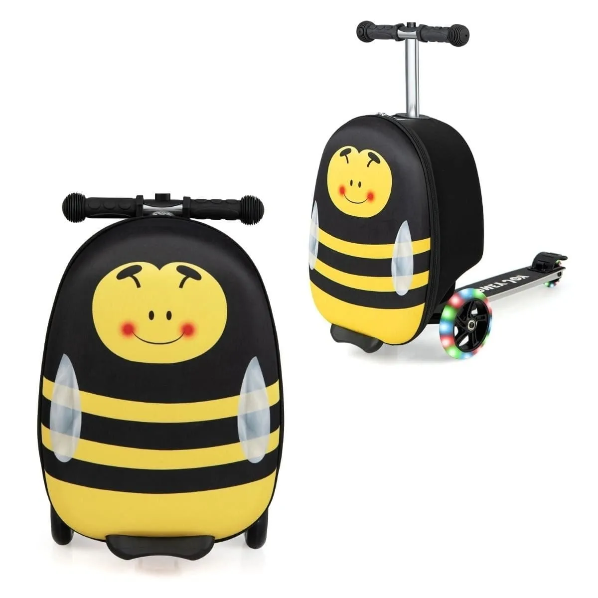 Dziecięca walizka z hulajnogą i podświetlanymi kołami