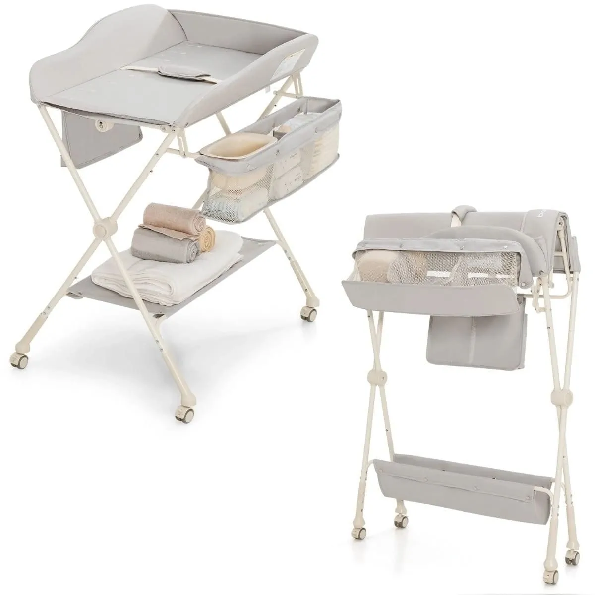 Składany przewijak dla niemowląt 80 x 70 x 99-104 cm