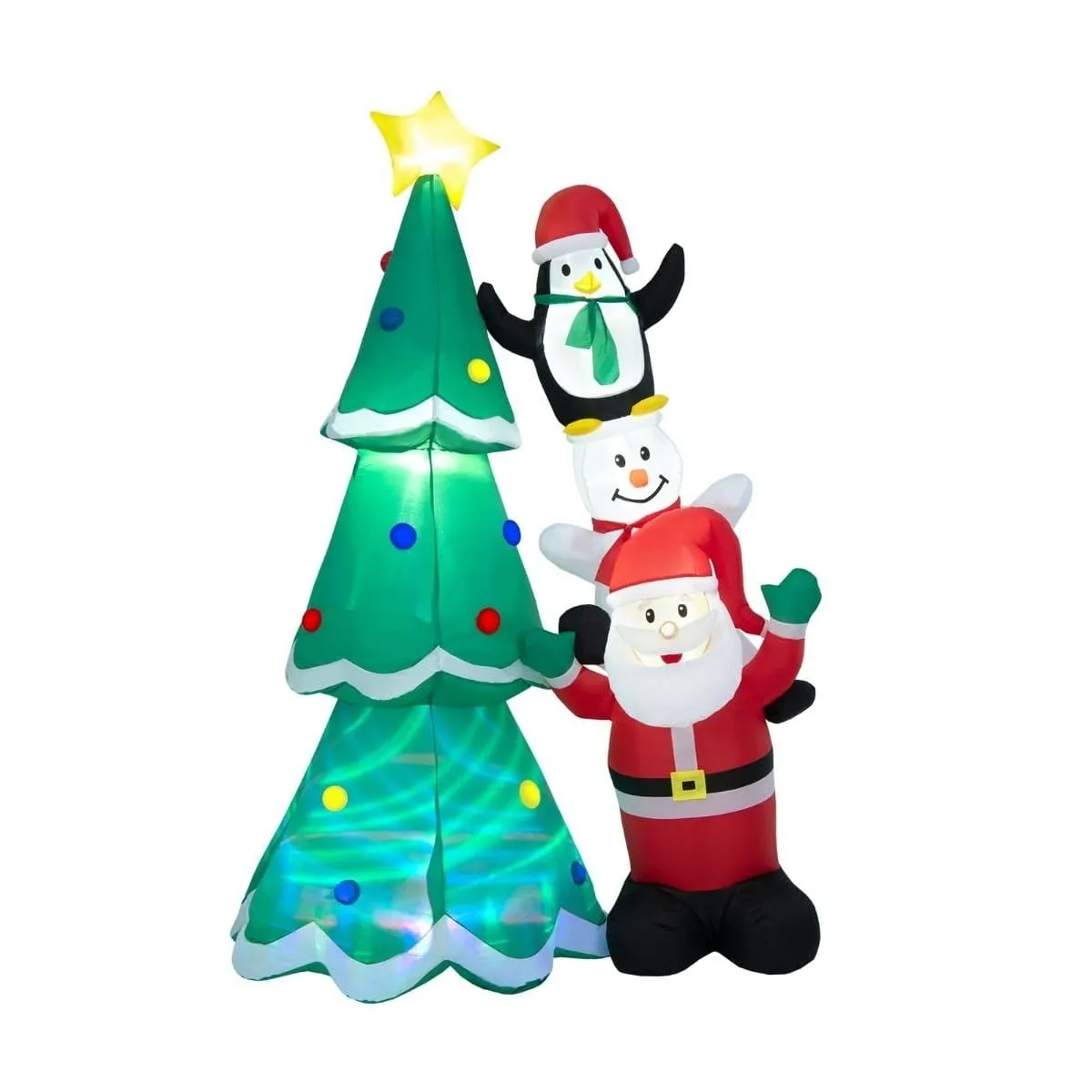 Nadmuchiwana dekoracja choinka z Mikołajem LED 266 cm