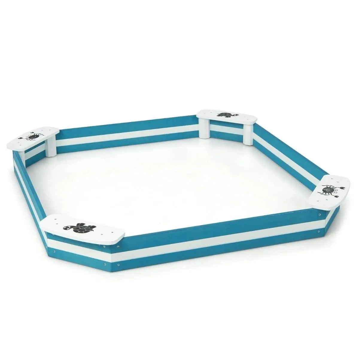 Drewniana piaskownica dla dzieci z siedziskami