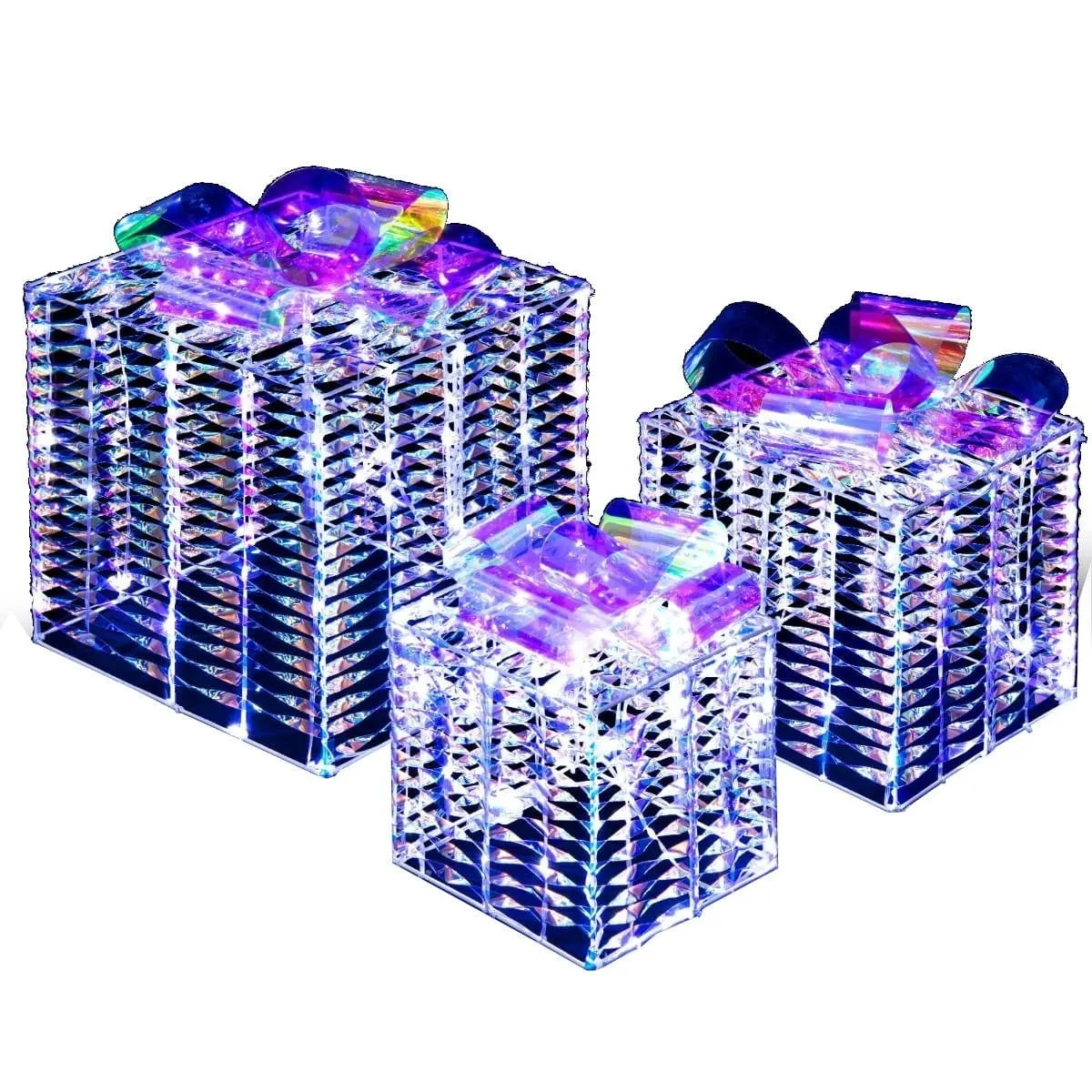 Dekoracja zestaw 3 opalizujących pudełek prezentowych