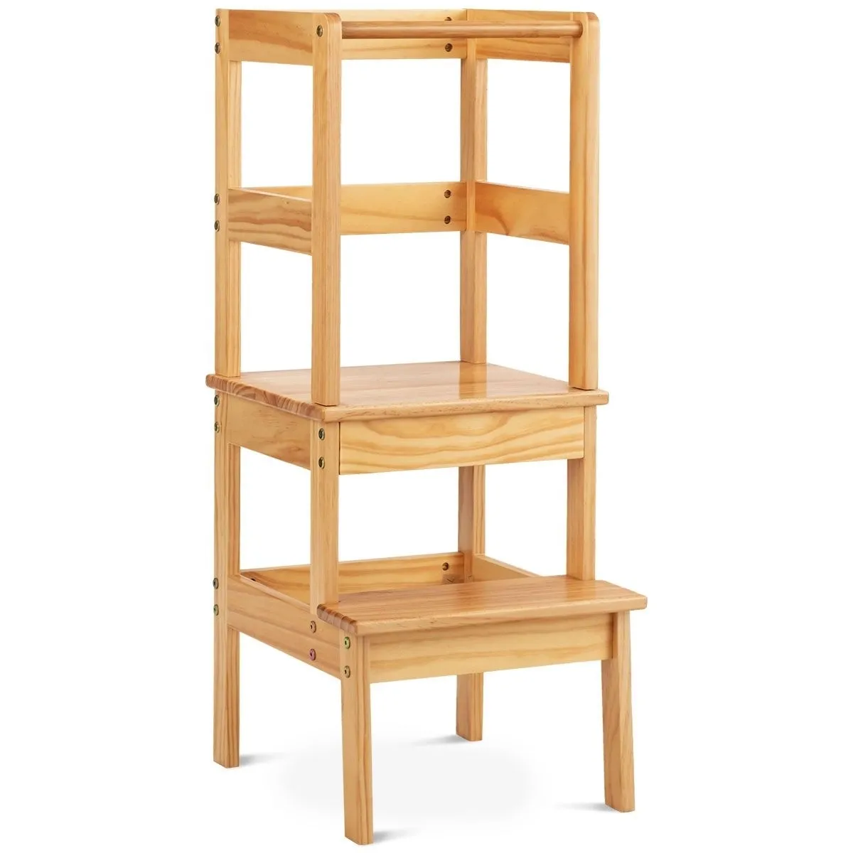 Stołek krzesełko dla dzieci z barierką naturalna