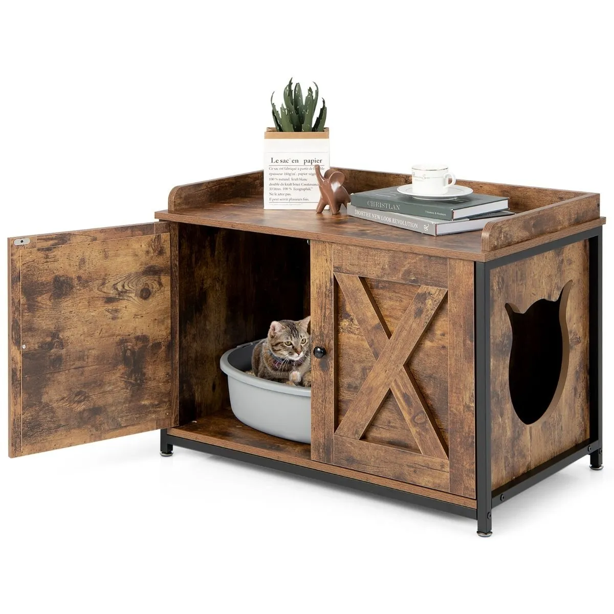 Domek dla kota z miejscem na kuwetę lub legowisko