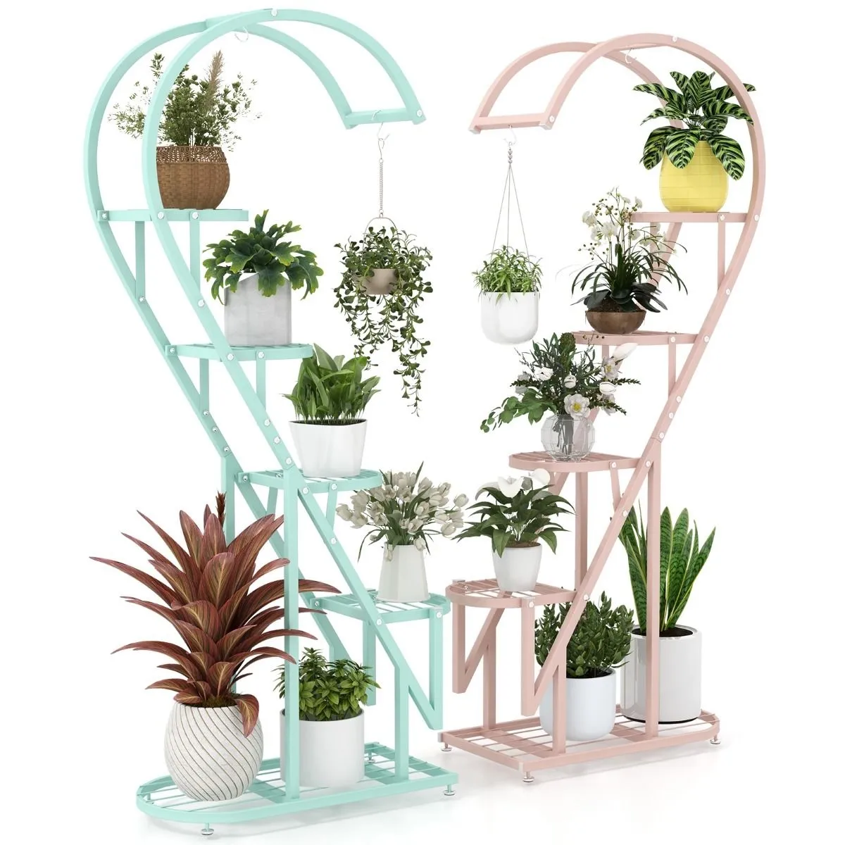 Kwietnik na rośliny 5-poziomowy w kształcie serca 2 szt. kolorowy