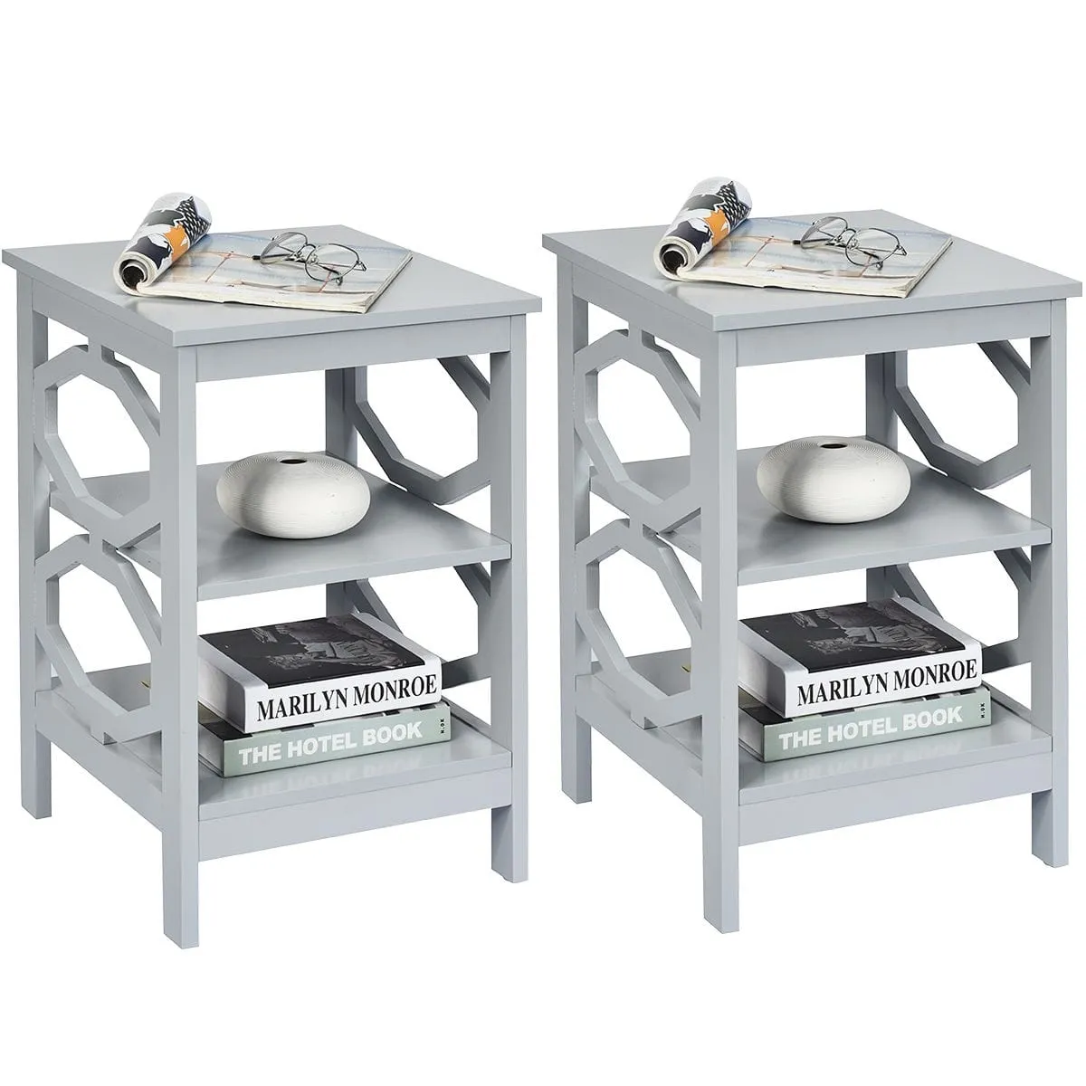 Zestaw Szafka nocna stolik boczny 2 szt szare