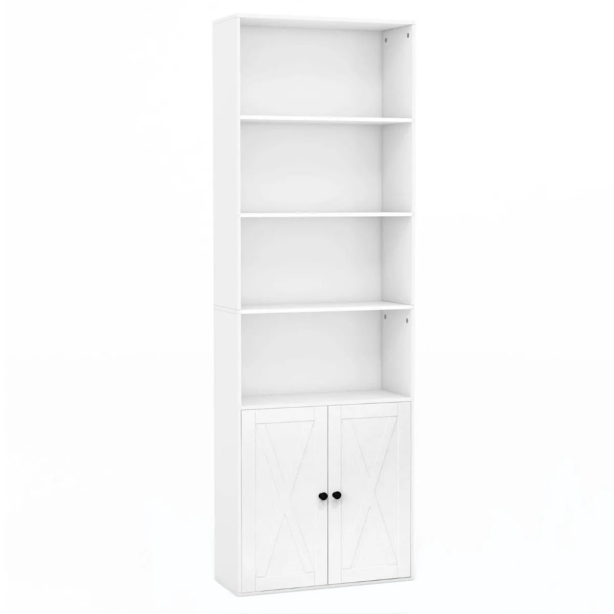 Regał z 4 otwartymi półkami i szafką 60 x 24 x 180cm