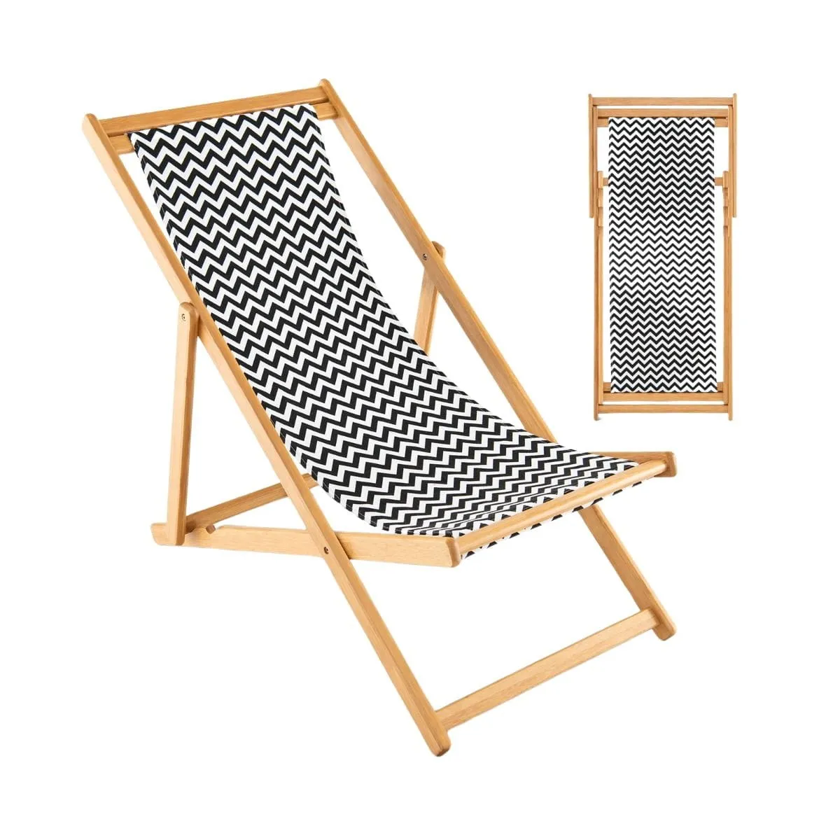 Drewniany leżak ogrodowy składany