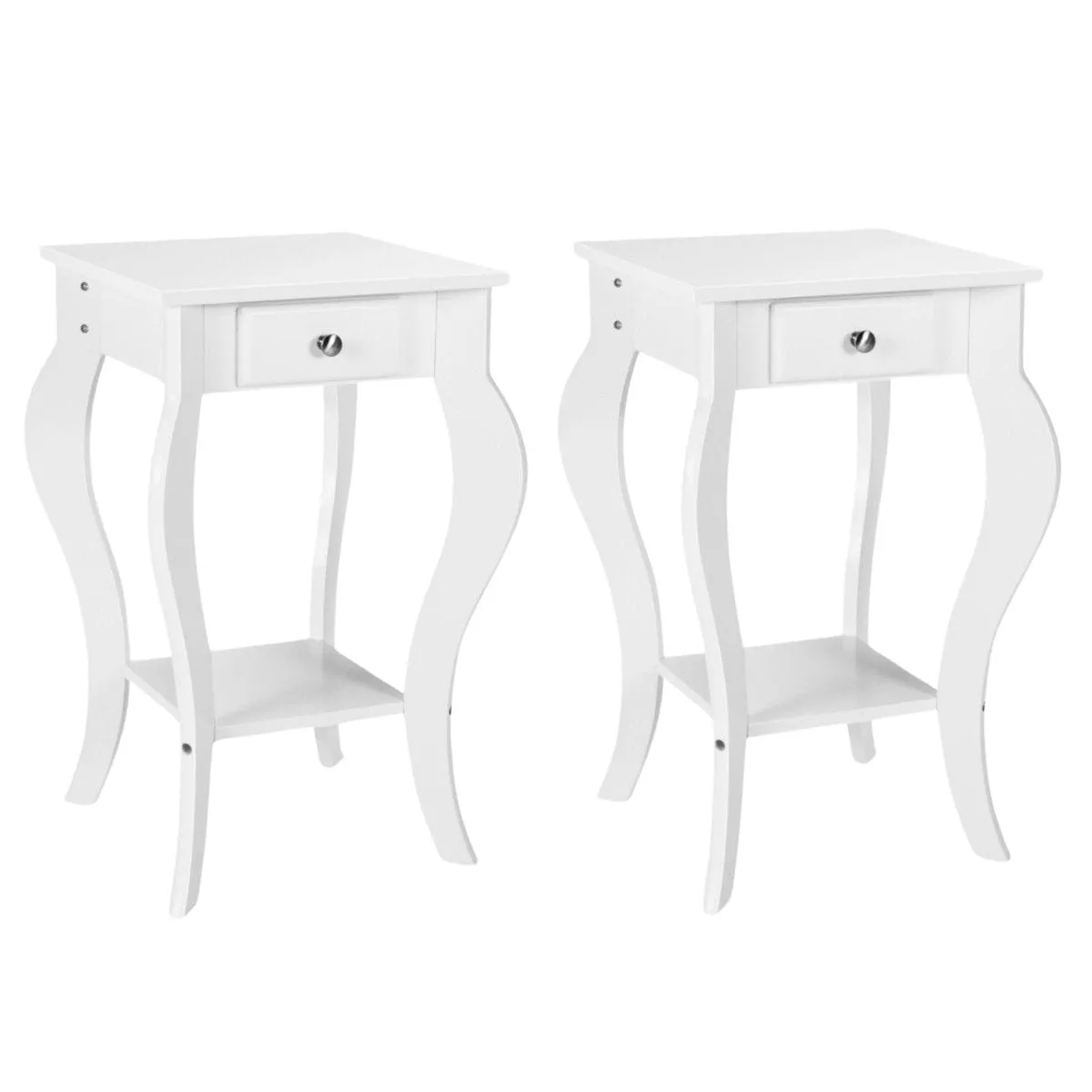 Zestaw 2 szt. 2-poziomowych stolików nocnych 42,5 x 42,5 x 65,5 cm