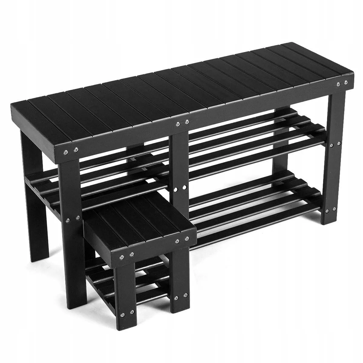 Szafka na buty z bambusa z siedziskiem i stołkiem