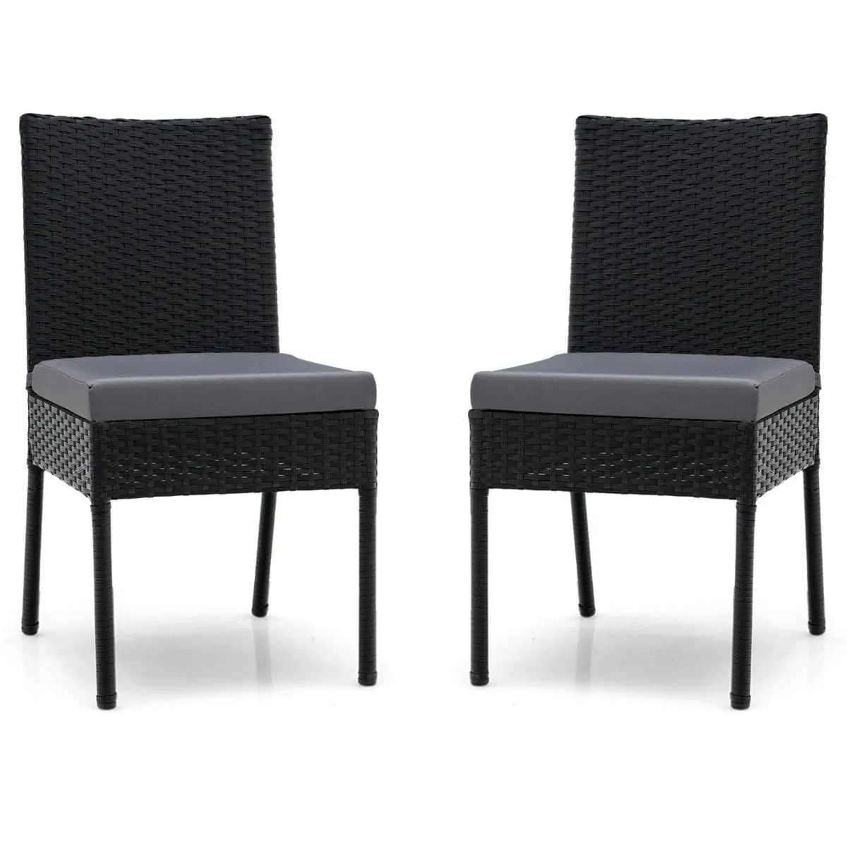 Zestaw 2 szt. rattanowych krzeseł ogrodowych z poduszkami