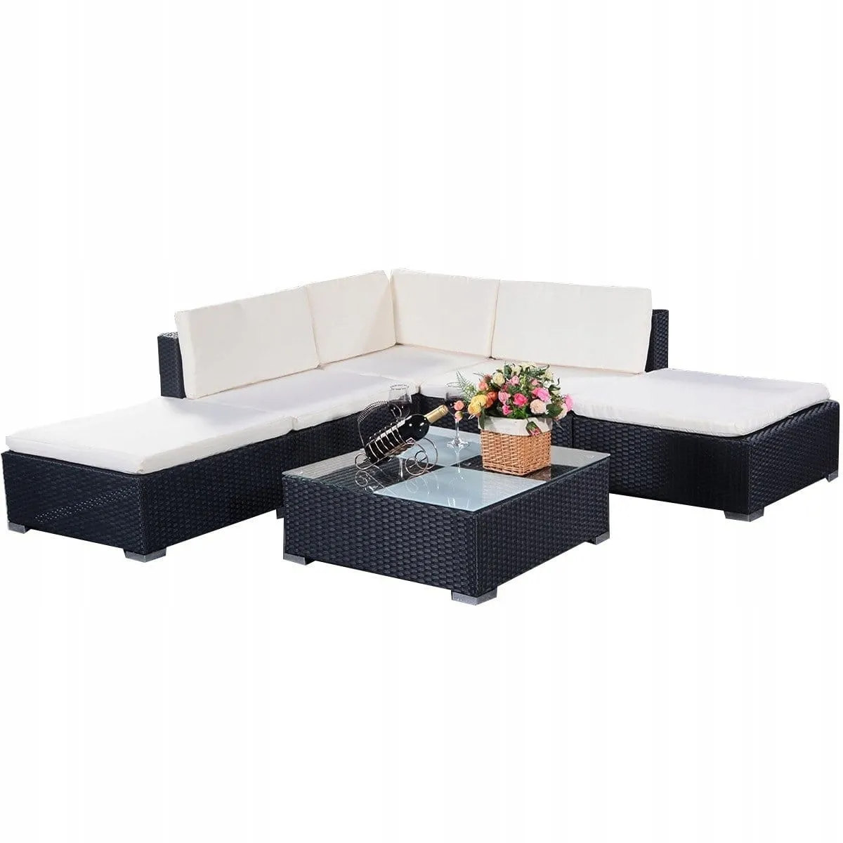 Meble rattanowe ogrodowe zestaw kanapa fotele i stół