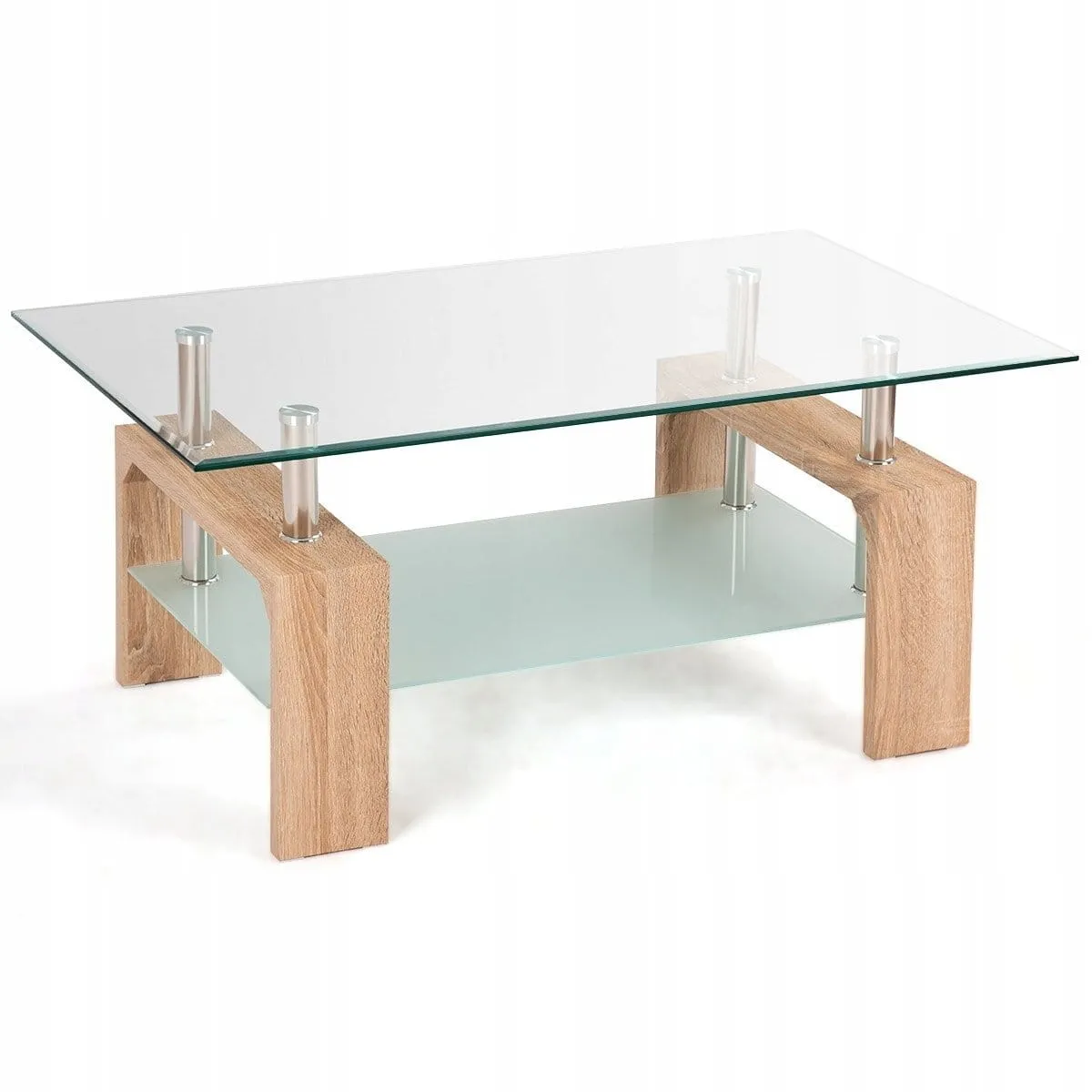 Szklany stolik kawowy ława z półką