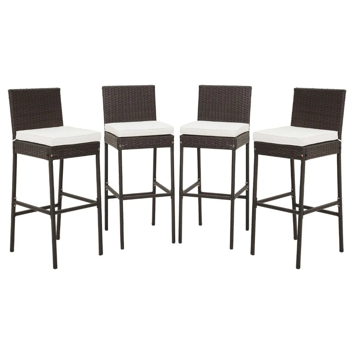 Zestaw 4 szt. rattanowych krzeseł ogrodowych hokerów