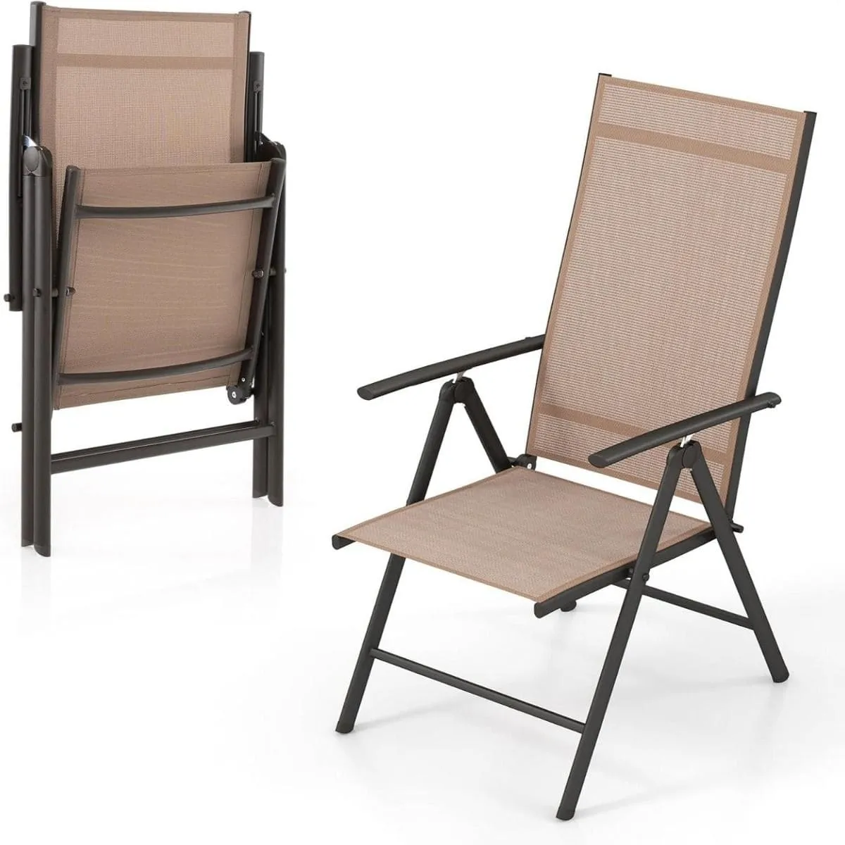 Krzesło ogrodowe z regulowanym oparciem brązowe