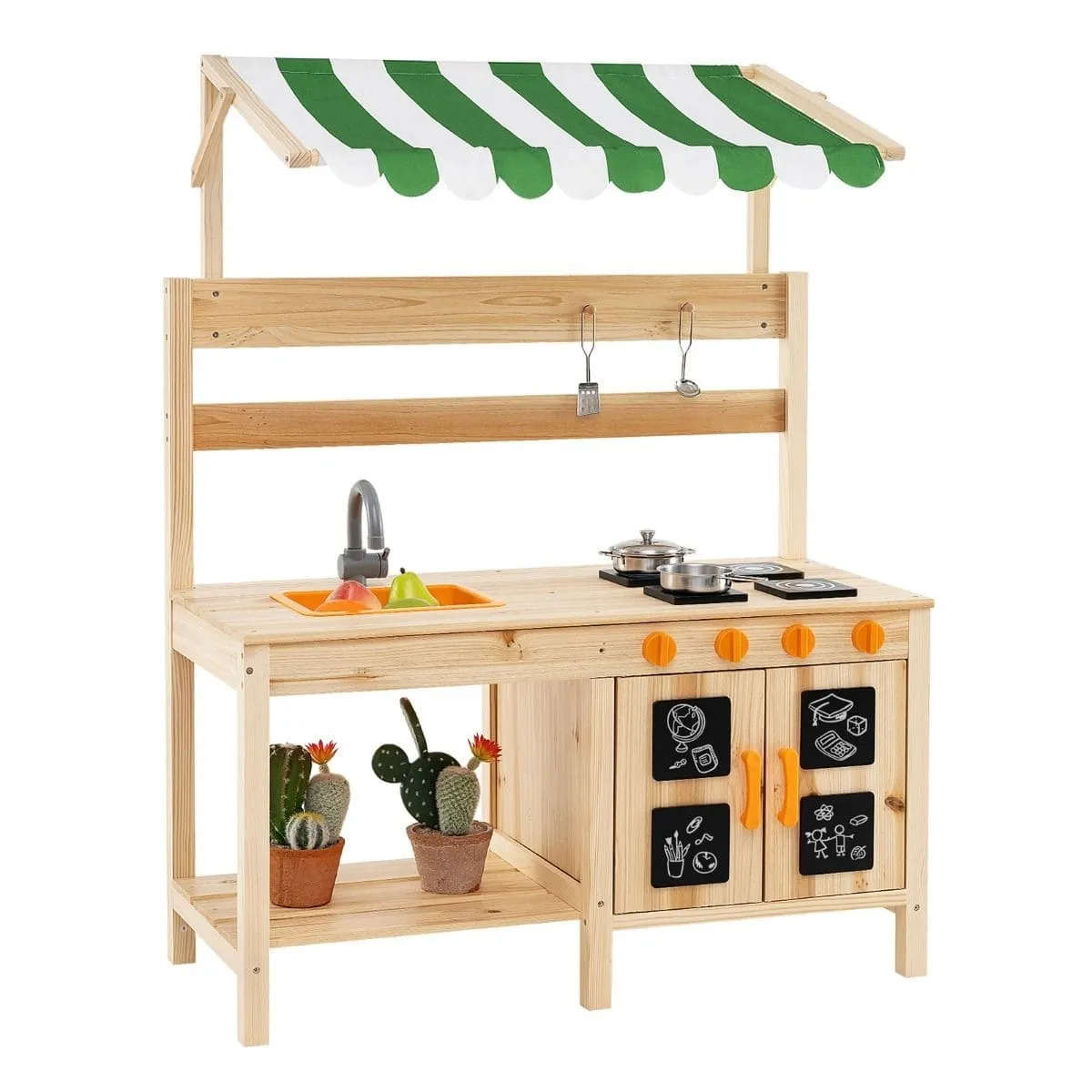 Drewniana zabawkowa kuchnia ogrodowa dla dzieci