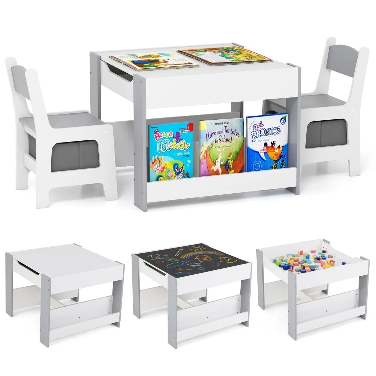 Wielofunkcyjny stolik dziecięcy z krzesełkami 3 w 1