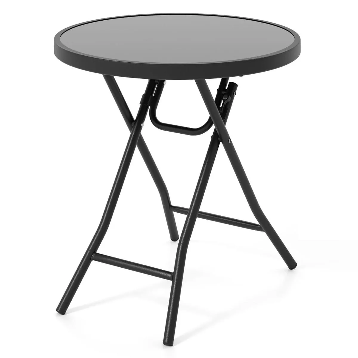 Okrągły stolik ogrodowy ze szklanym blatem