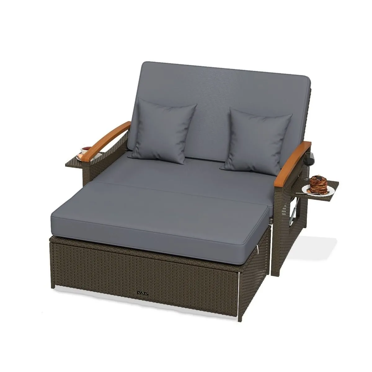 Rozkładana sofa ogrodowa rattanowa 3w1