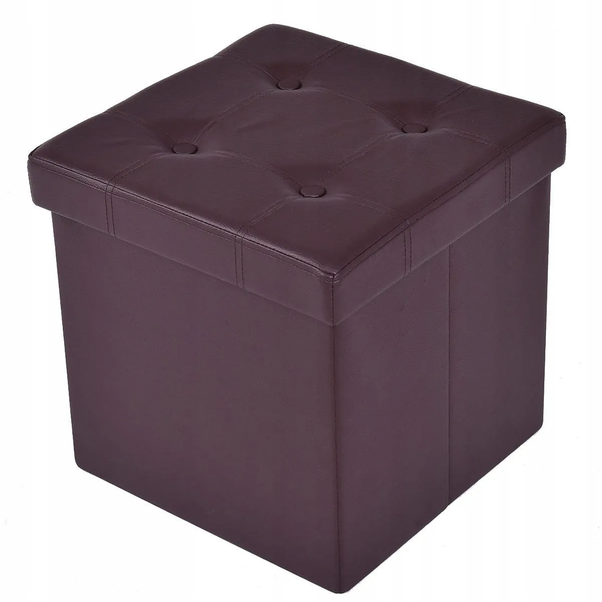 Składana pufa ze schowkiem skóra ekologiczna