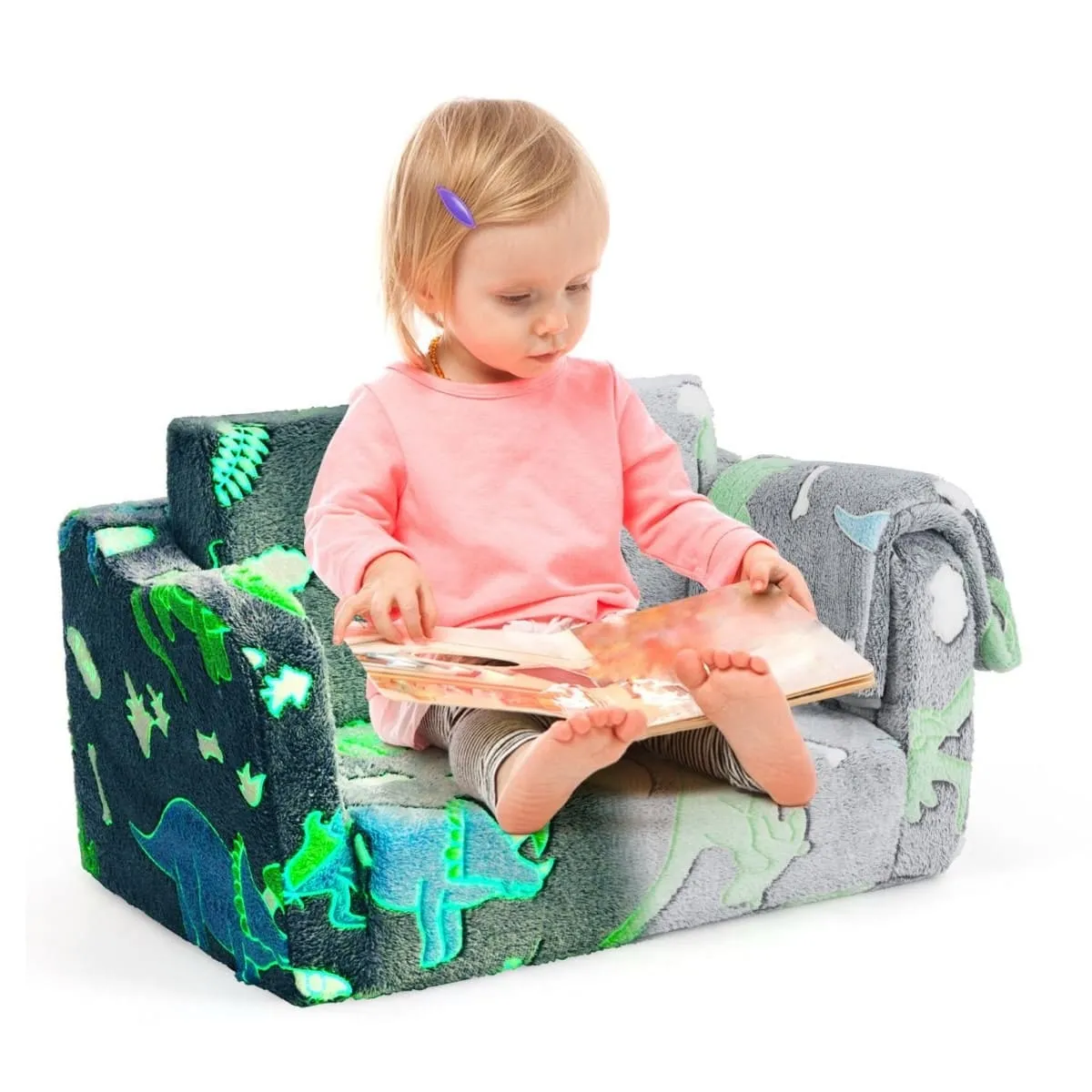 Rozkładana sofa dziecięca z kocem fluorescencyjna
