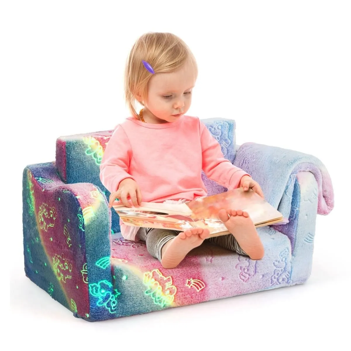 Rozkładana sofa dziecięca z kocem fluorescencyjna