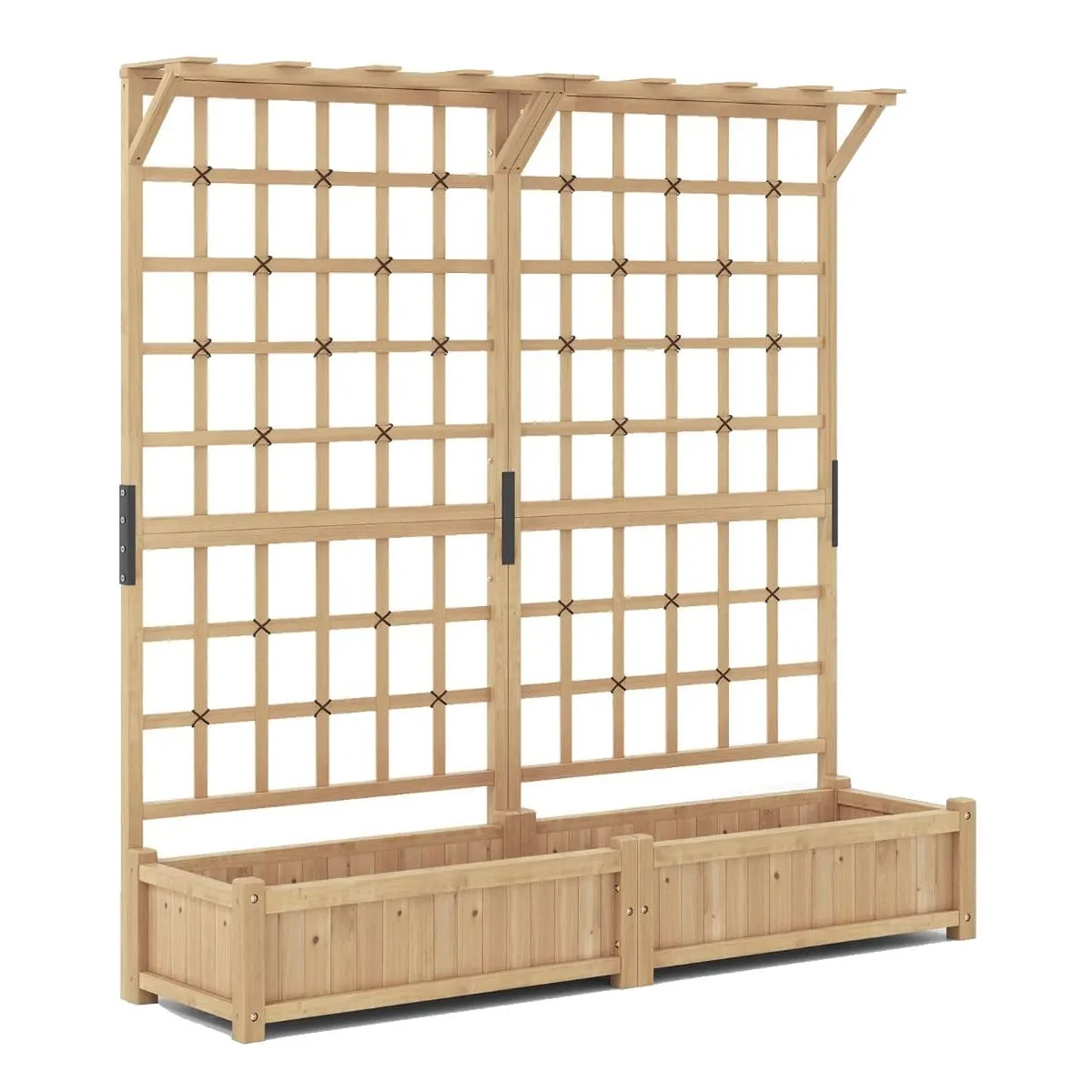 Podwójna skrzynia ogrodowa donica z pergolą