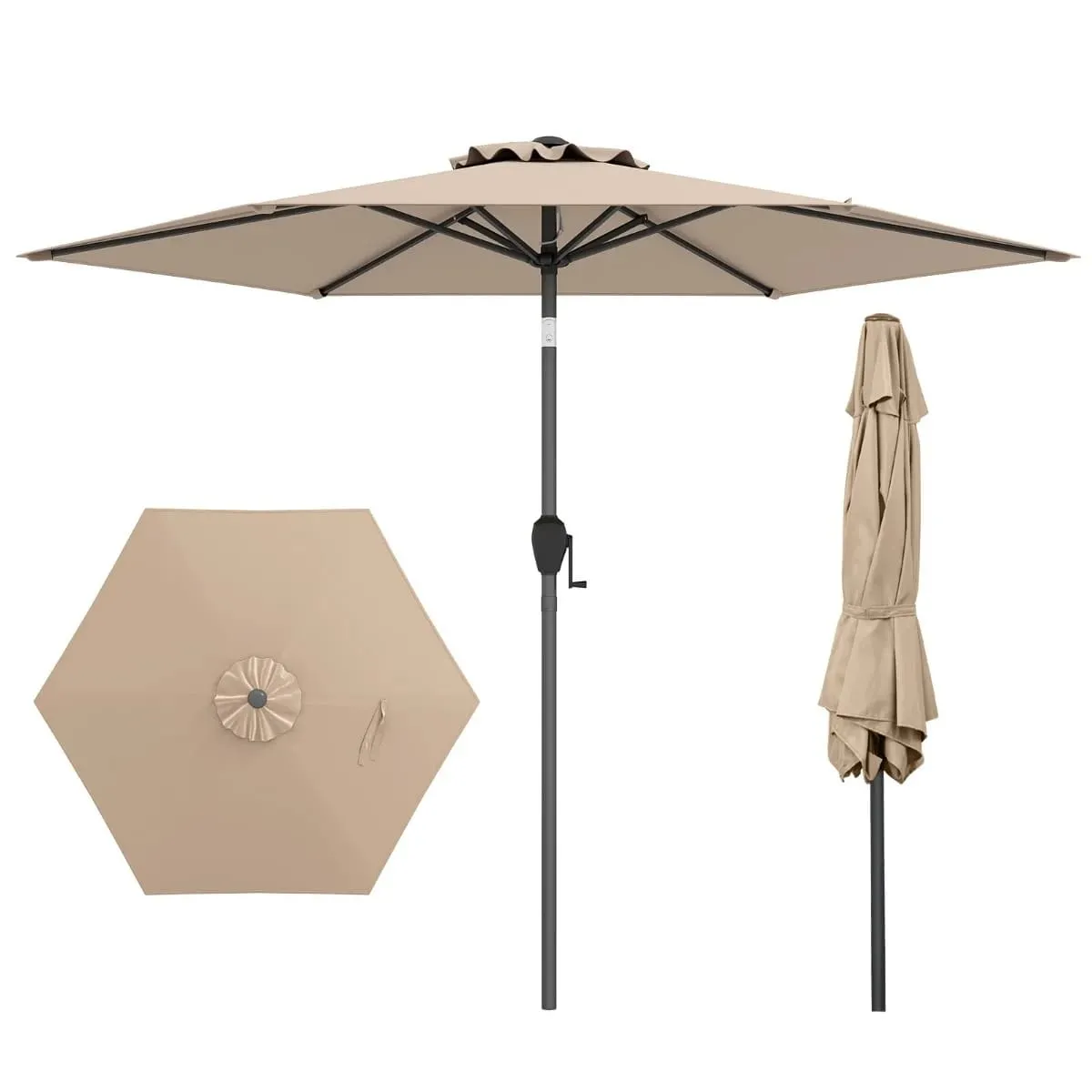 Parasol ogrodowy z korbką i regulacją 230 cm brązowy
