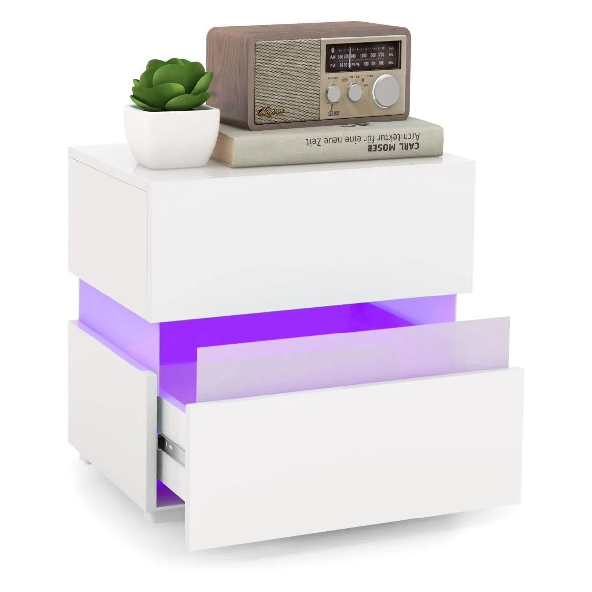 Szafka nocna z podświetleniem LED 2 szt biała