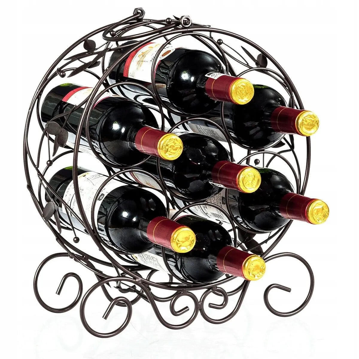 Stojak żelazny na wino na 7 butelek