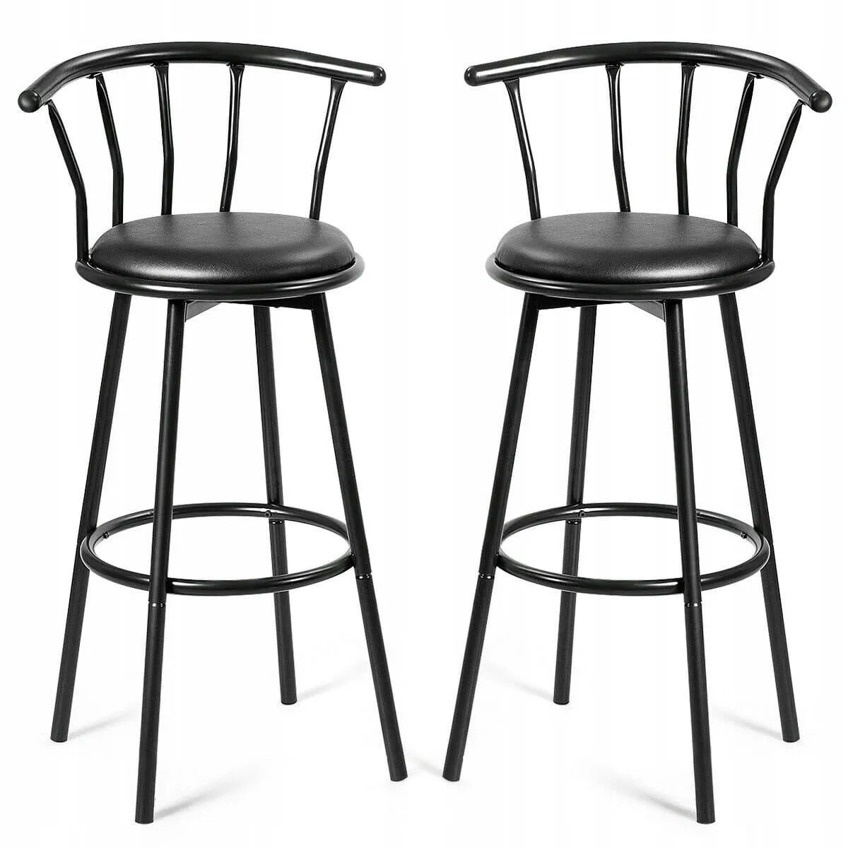 Hoker stołek barowy z oparciem obrotowy 2 szt.