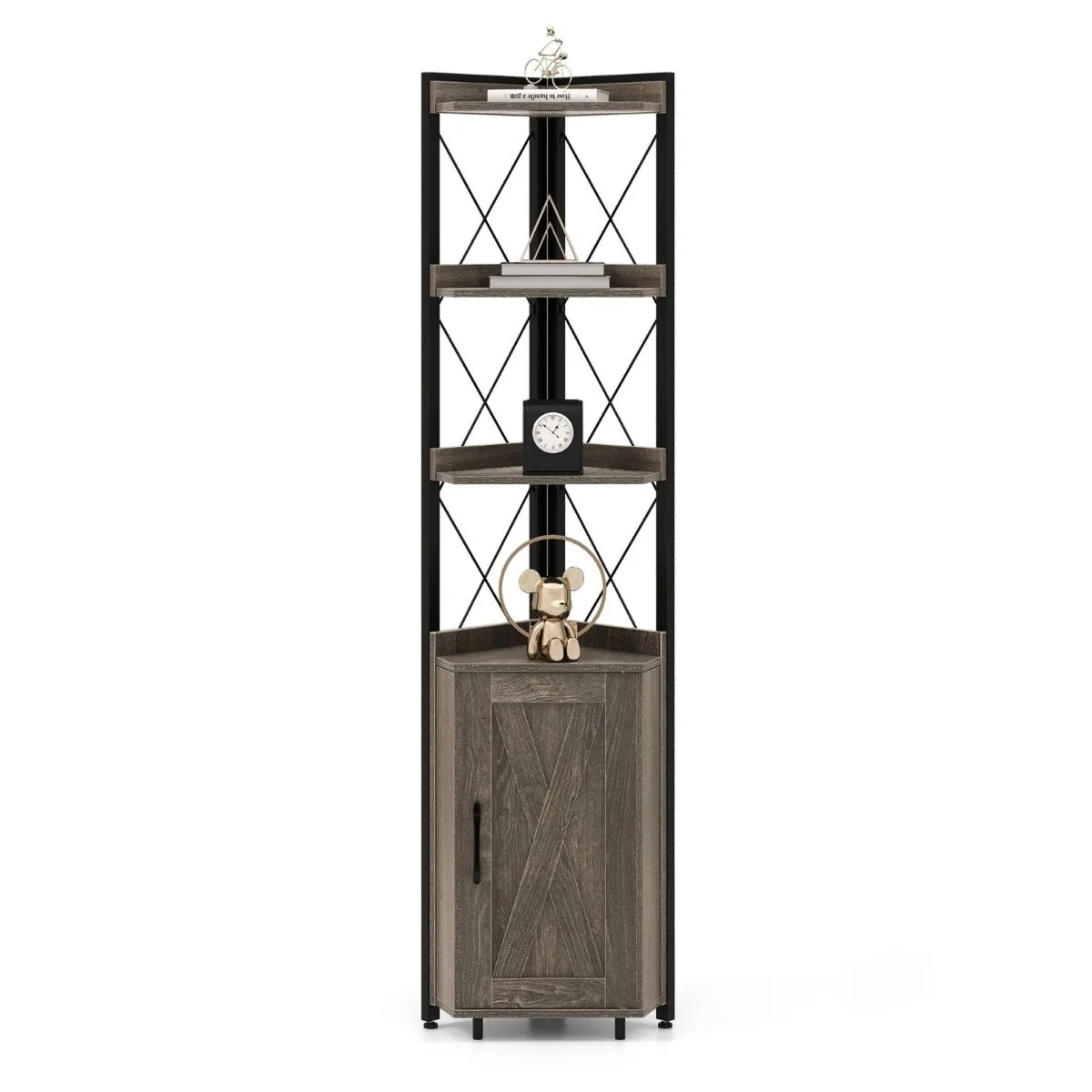 6-poziomowy regał narożny z 4 półkami