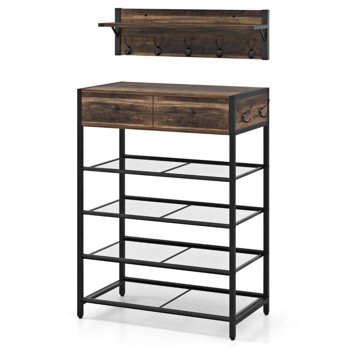 Konsola z wieszakiem do przedpokoju w stylu rustykalnym