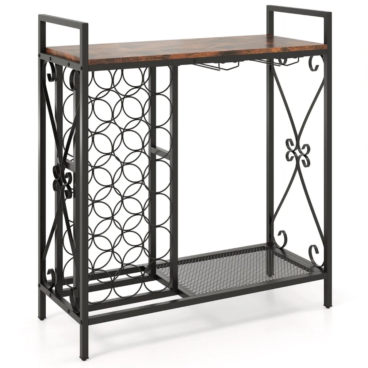 Regał na kieliszki i butelki do kuchni w stylu rustykalnym