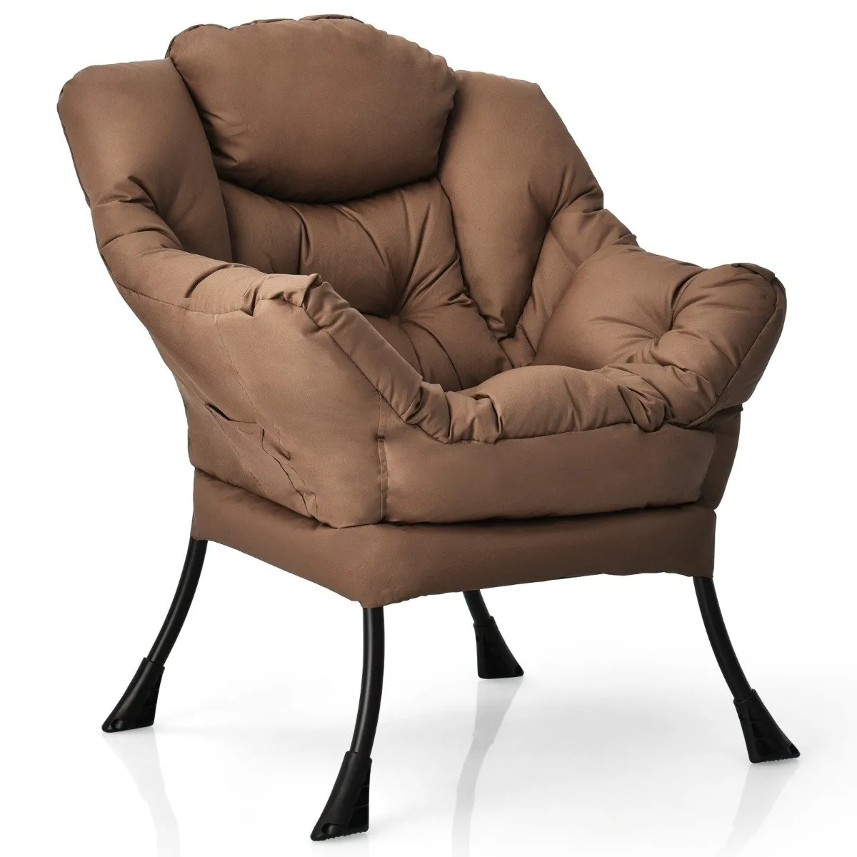 Fotel tapicerowany z podłokietnikami ciemnobrązowy