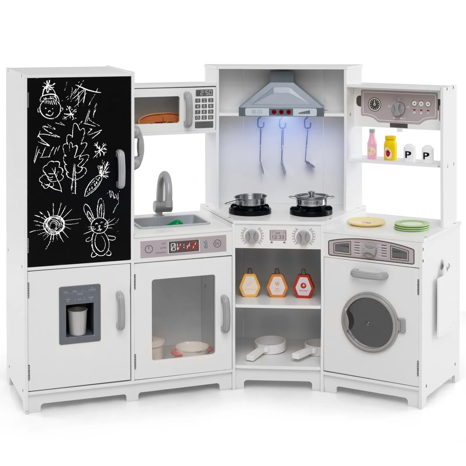 Drewniana kuchnia dla dzieci narożna