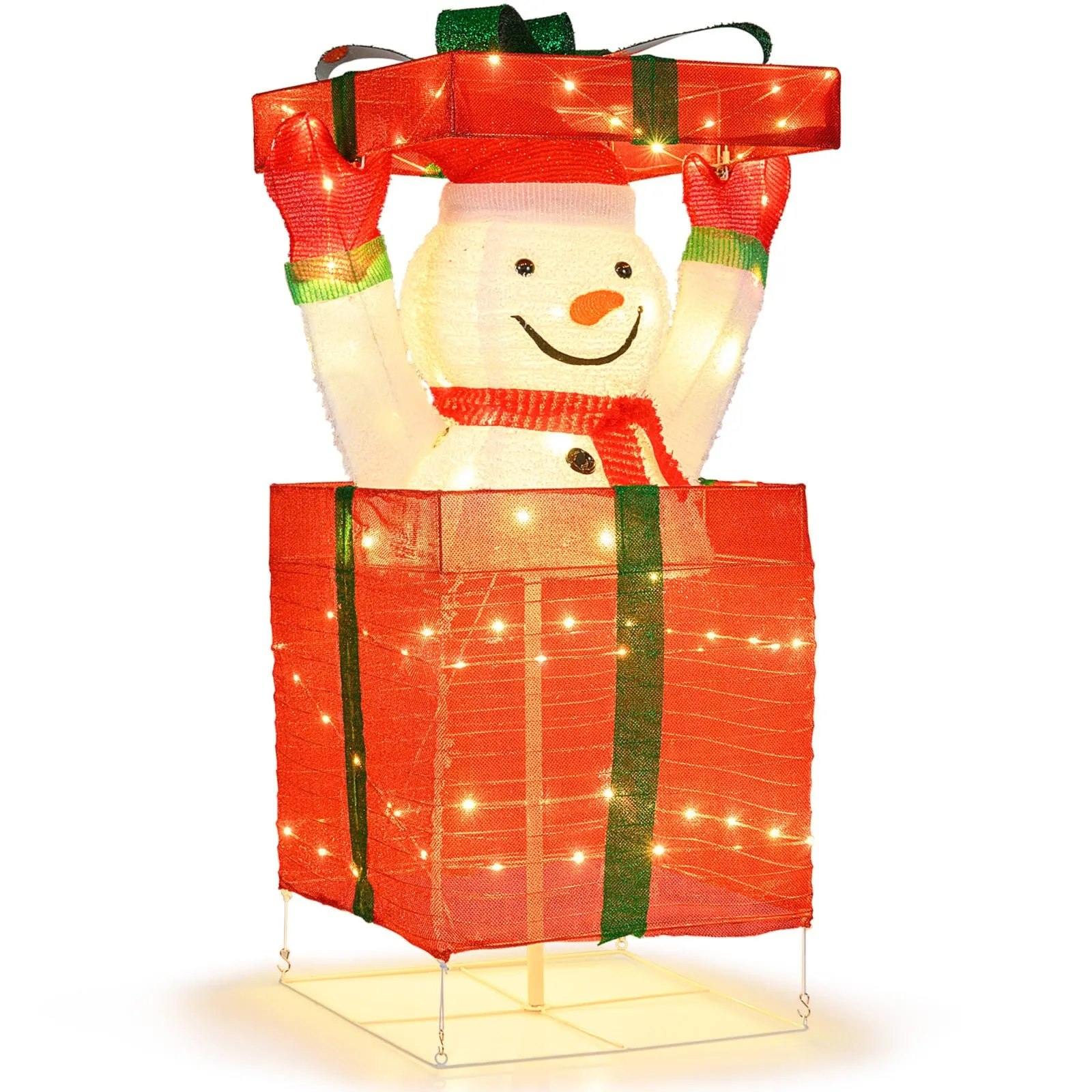 Podświetlana dekoracja świąteczna - Bałwanek w prezencie