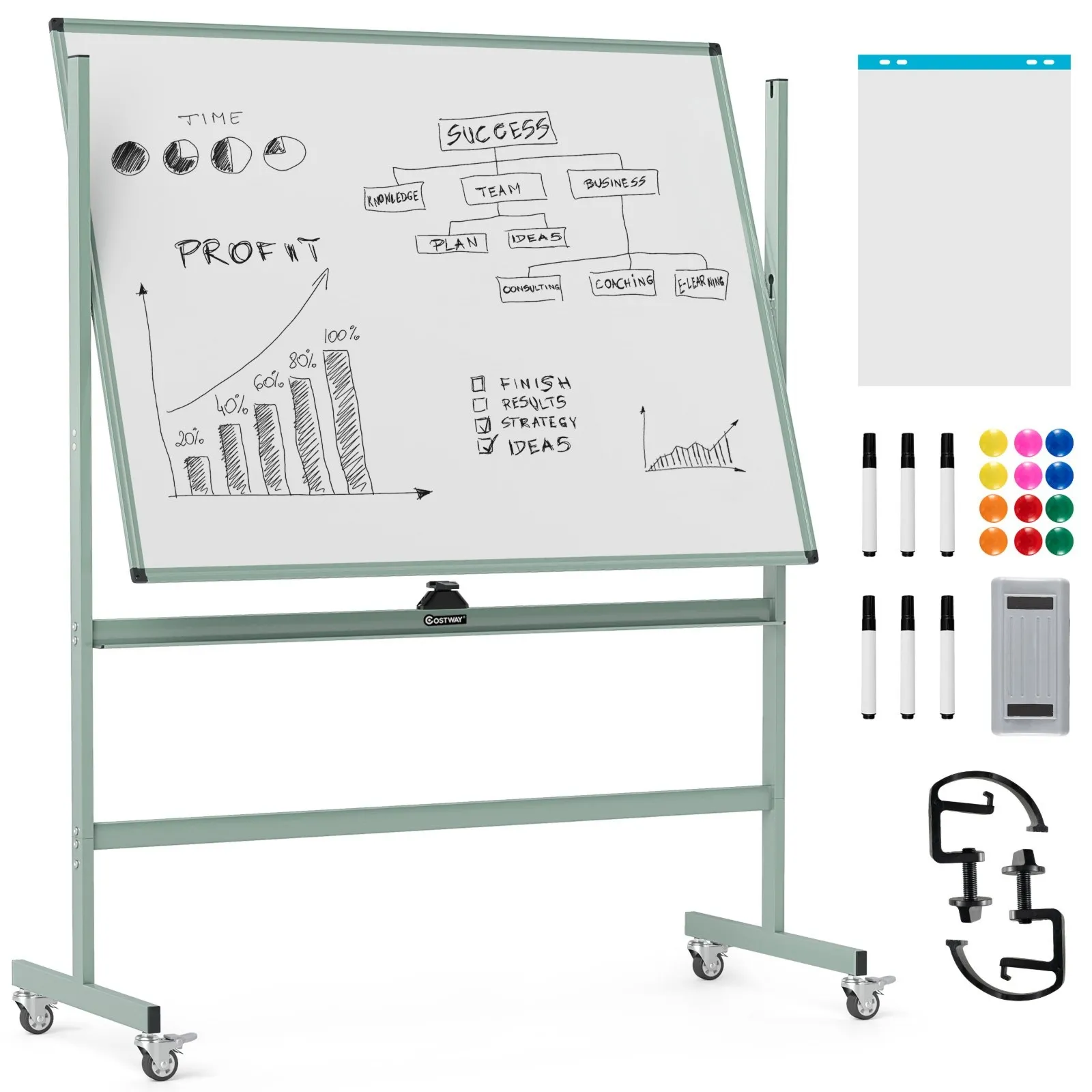 Dwustronna tablica magnetyczna z regulacją