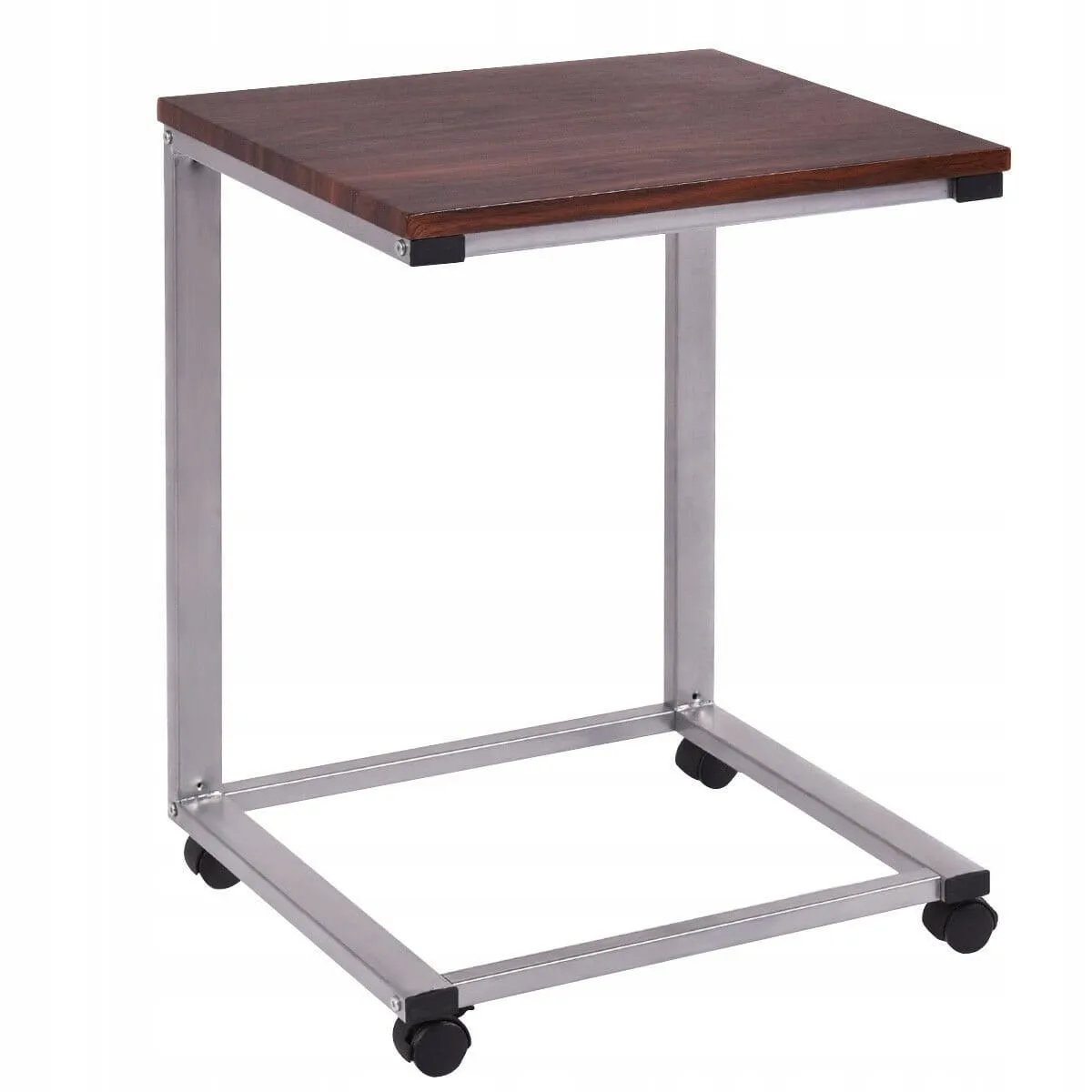 Wysoki stolik boczny w stylu industrialnym z kółkami pod laptopa