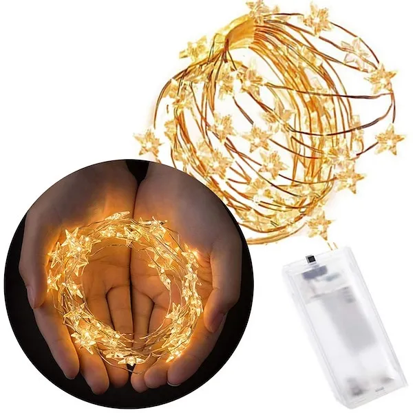 Lampki dekoracyjne 20 LED druciki gwiazdki biały ciepły