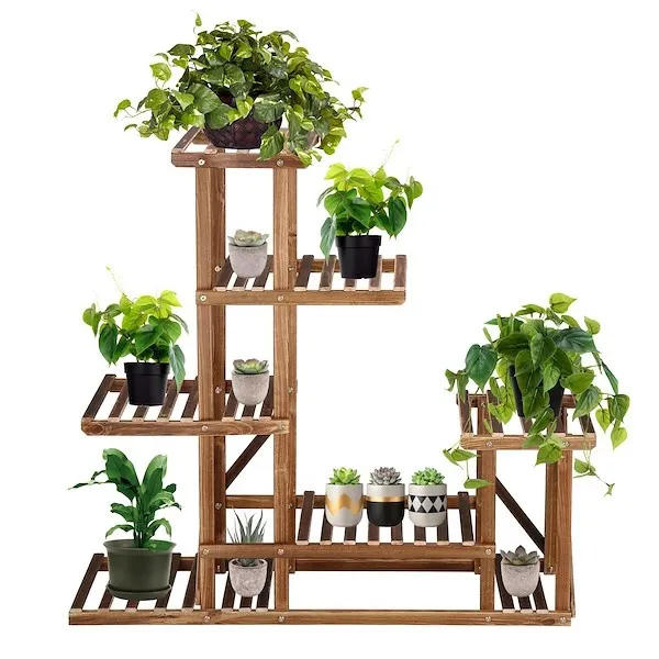 Kwietnik drewniany 10 półek 95,5x90x20 cm regał na kwiaty